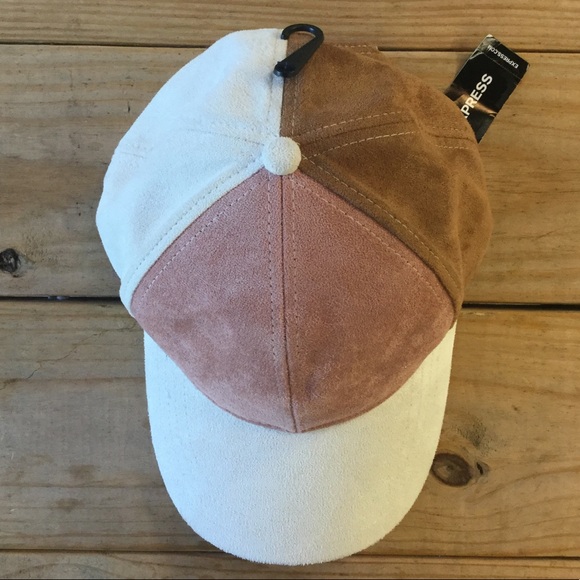 NWT Express Color Block Faux Suede Baseball Hat - Picture 2 of 6